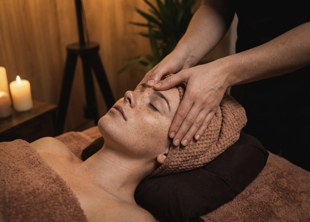 Persona disfrutando de masaje craneofacial en HÛ spa en Santutxu Bilbao